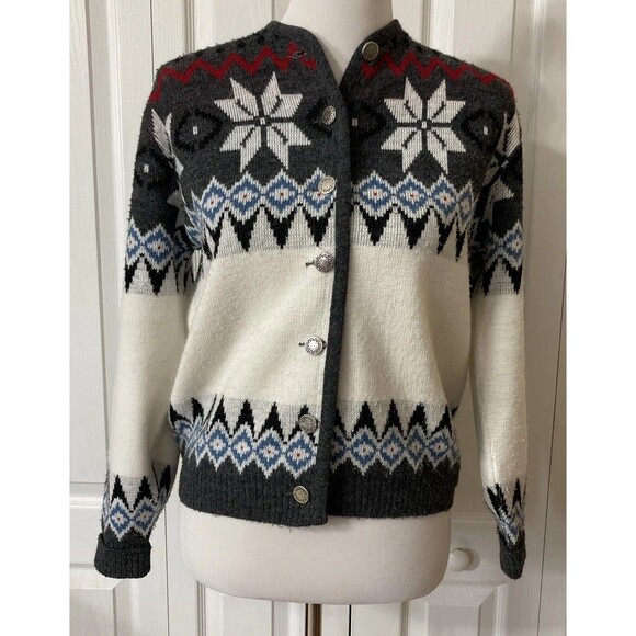 Vintage Lady Puritan Snowflake Cardigan Sweater Womens Size S/M Button Front - Picture 2 of 15